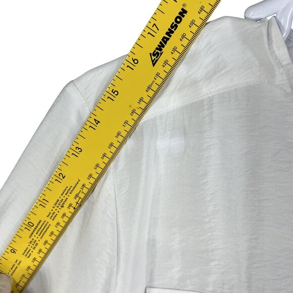 Beverly Drive NWT Women 2X Winter White Blouse Hidden Placket 3/4 Tab Sleeve Top - Picture 11 of 14
